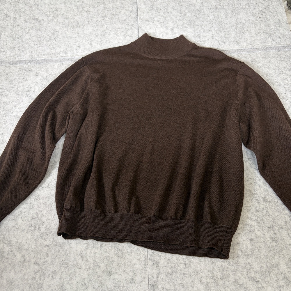 Club Room 100% Merino Wool Mock Neck Sweater Pullover XL Brown